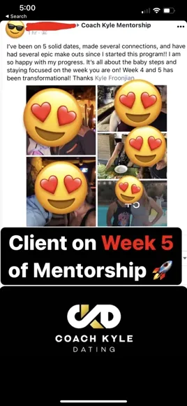 Screenshot of a message from a coaching member sharing his progress